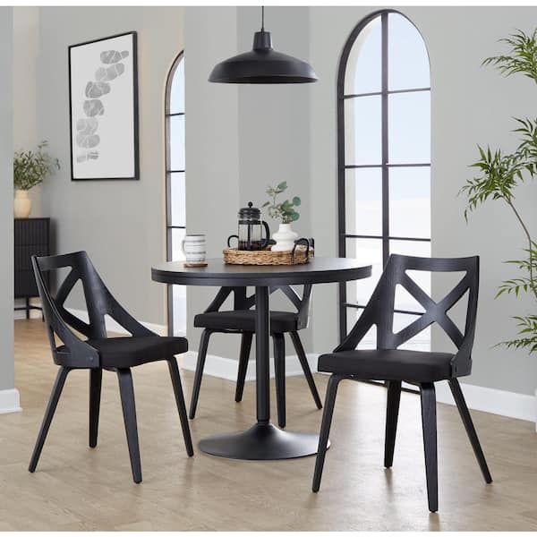 Charlotte Charcoal Fabric and Black Wood Side Dining Chair (Set of 2)