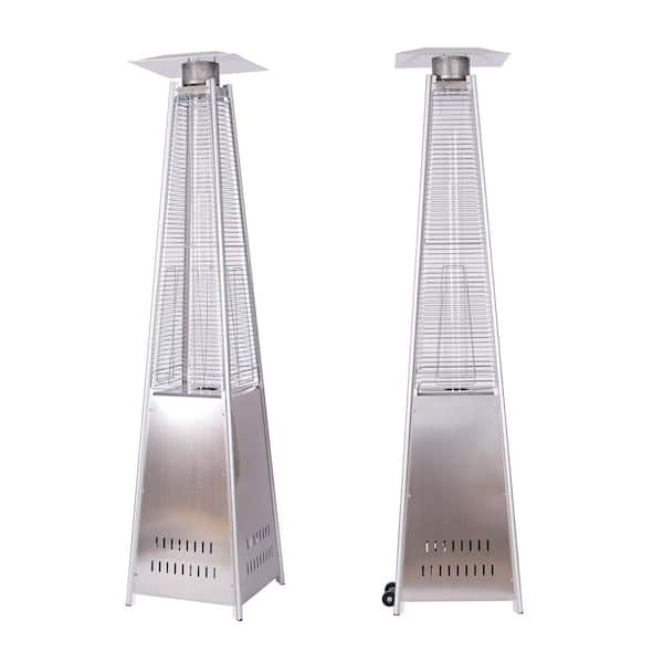 Sireck 46000 BTU Commercial Residential Rust Resistant Wheels Silver Patio Heater