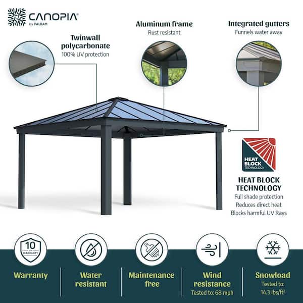 CANOPIA by PALRAM Dallas 14 ft. x 14 ft. Gray/Gray Opaque Outdoor