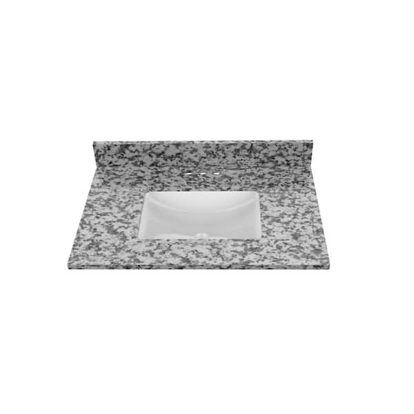 Home Decorators Collection 31 in. W x 22 in D Granite white Rectangular Single Sink Vanity Top in Granite