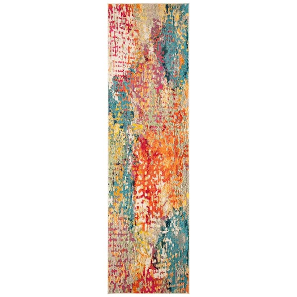 SAFAVIEH Madison Ivory/Multi 2 ft. x 12 ft. Runner Rug