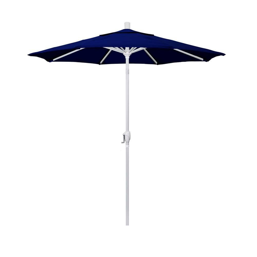 California Umbrella 7.5 ft. Matted White Aluminum Market Push Button ...