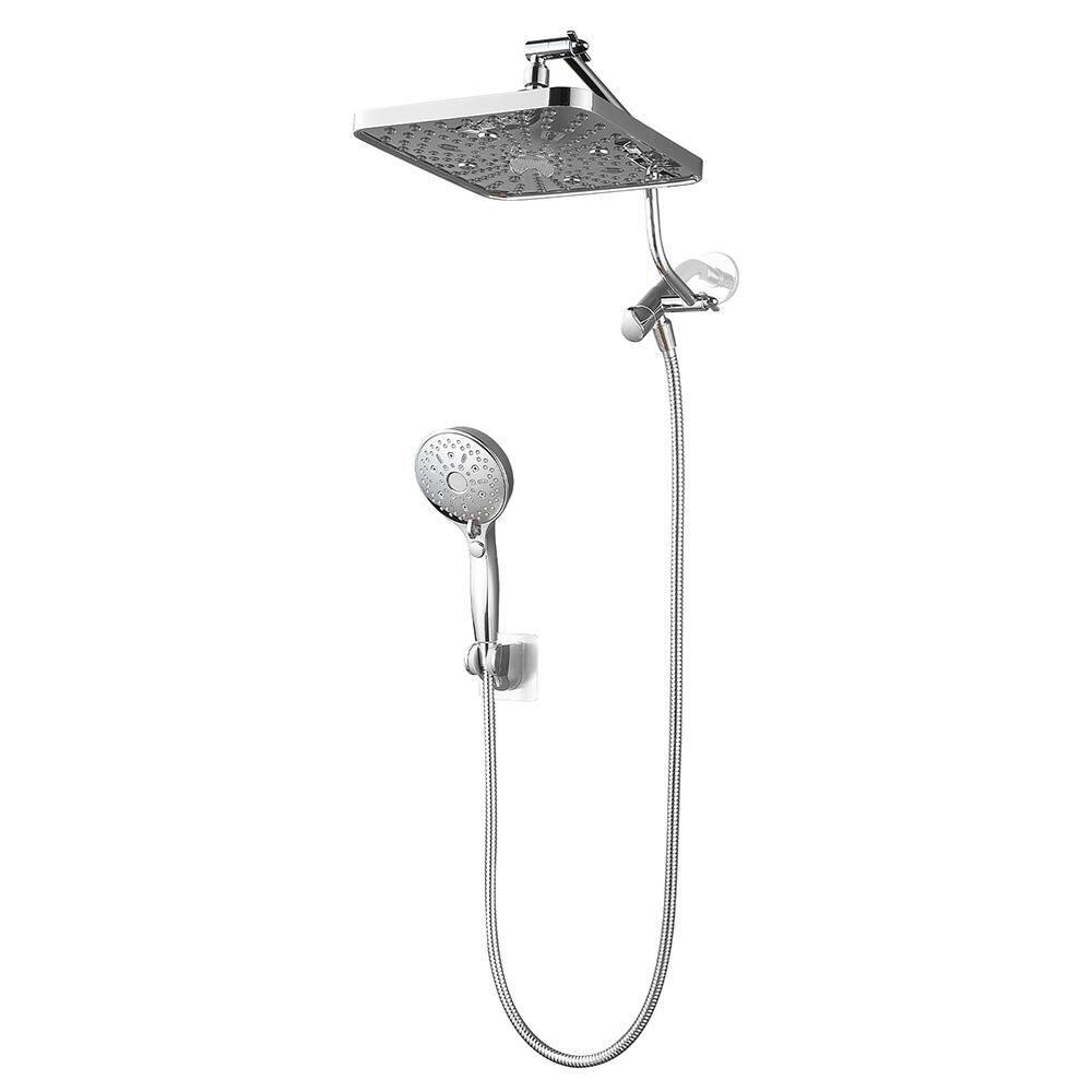 Rainfull 2-in-1 12-Spray Patterns with 2.5 GPM 10 in. Wall Mount Dual Shower Head and Handheld Shower Head in Chrome price history on PriceWatchPro
