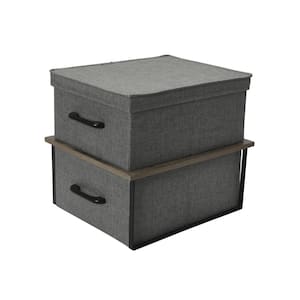 13 in. H x 14 in. W x 16 in. D Ashwood Stacking Cube Storage Bins with Ashwood Laminate Top, 2-Piece set