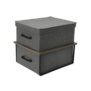 13 in. H x 14 in. W x 16 in. D Ashwood Stacking Cube Storage Bins with Ashwood Laminate Top, 2pc set