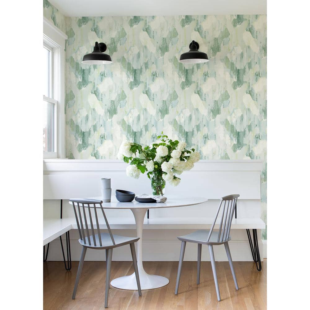 Mahi Green and White Abstract 3D Vinyl Wallpaper Roll