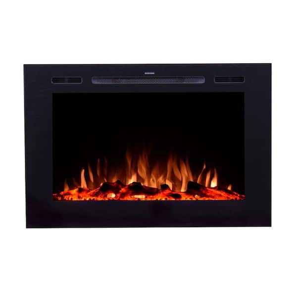 Sideline Forte 40 in. Wall Mount or Recessed Smart Electric Fireplace in Black with LED Flame