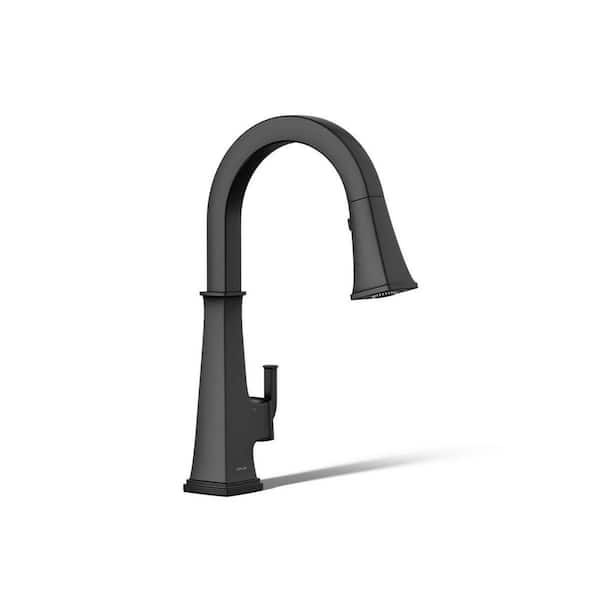 Riff Single-Handle Voice Activated Pull Down Sprayer Kitchen Faucet in Matte Black