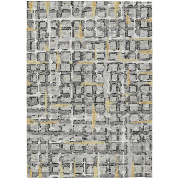 Chantille Machine Washable Indoor/Outdoor Abstract ACN2762 Silver 10 ft. x 14 ft. Area Rug