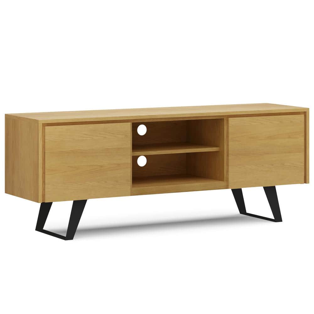 Lowry Modern Industrial Oak Veneer TV Stand with Storage