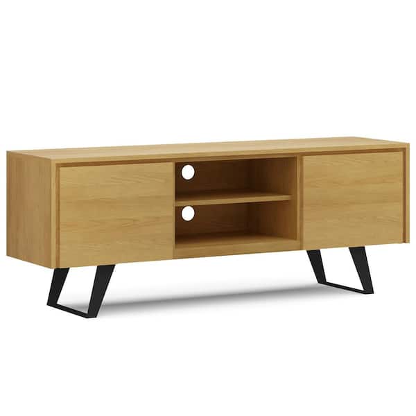 Simpli Home Lowry  63 in. Wide Modern Industrial TV Media Stand in Oak For TVs up to 70 in.
