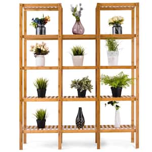 45 in. x 12 in. x 56 in. Wood Display Shelf Indoor/Outdoor Multi-Functional Bamboo Flower Plant (4-Tier)