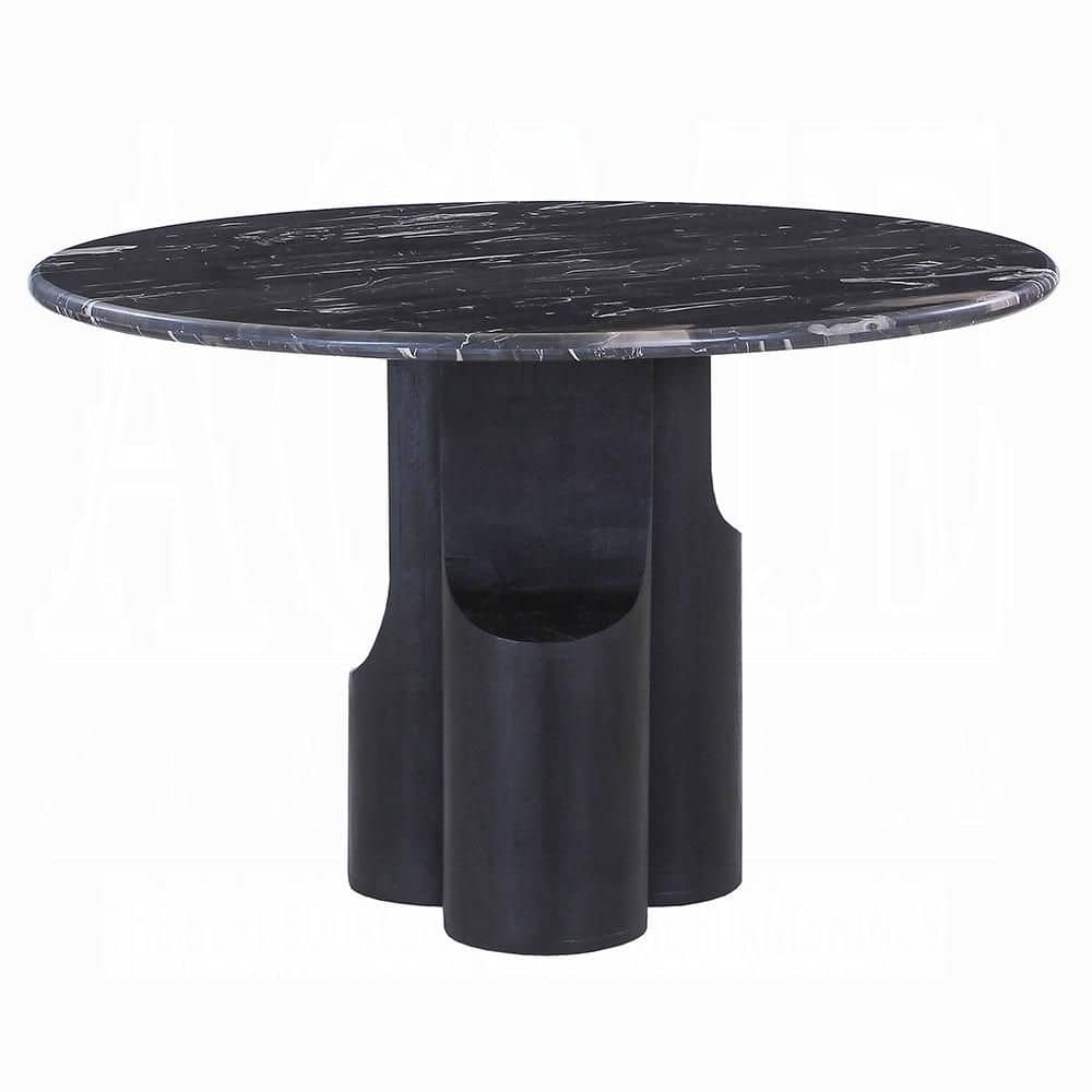アクメACME Furniture TABLE / BLACK Acme Furniture Zenith Black Mercana Natural Marble 47 in. Pedestal