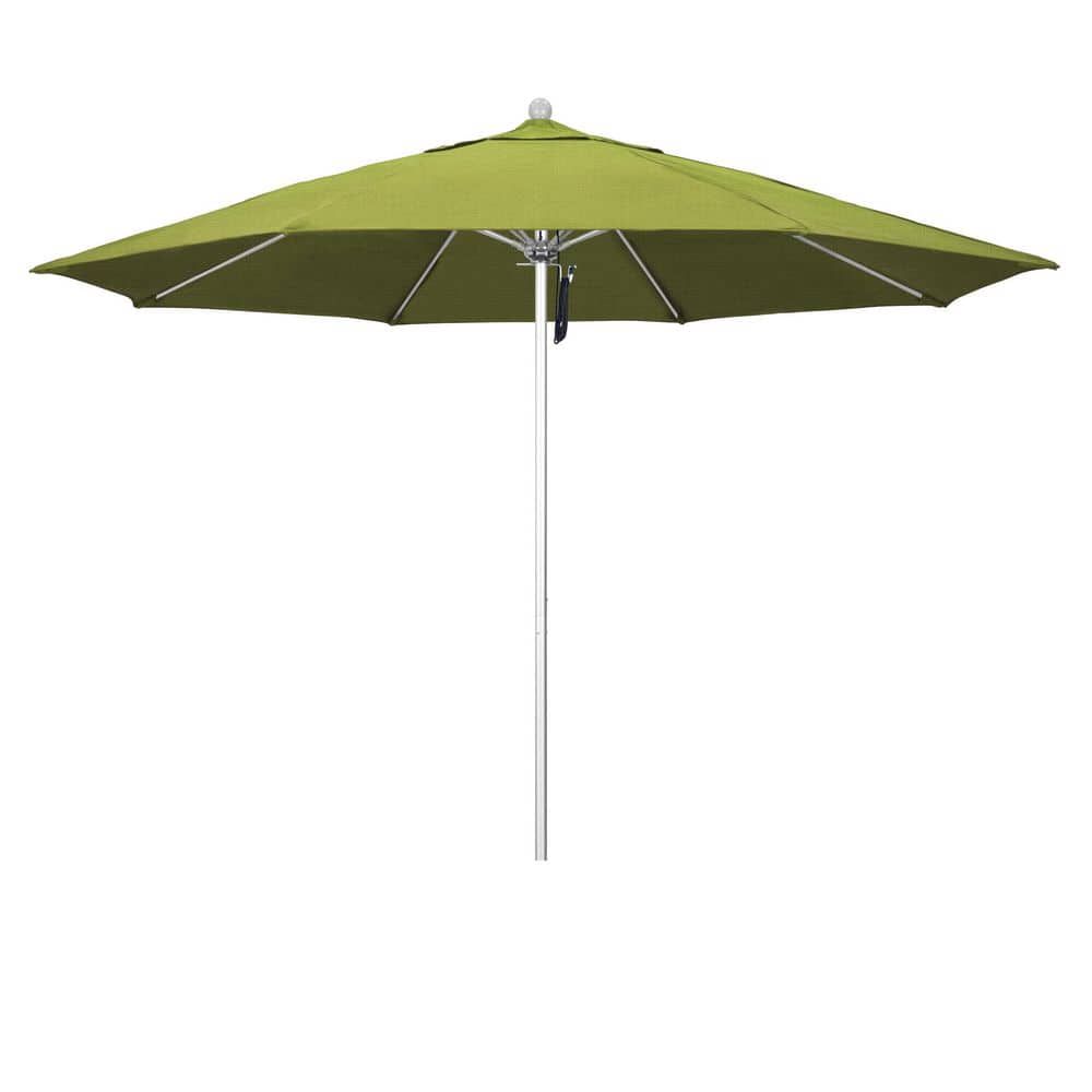 11 ft. Silver Anodized Aluminum Market Patio Umbrella with Fiberglass Ribs Pulley Lift in Kiwi Olefin price history on PriceWatchPro