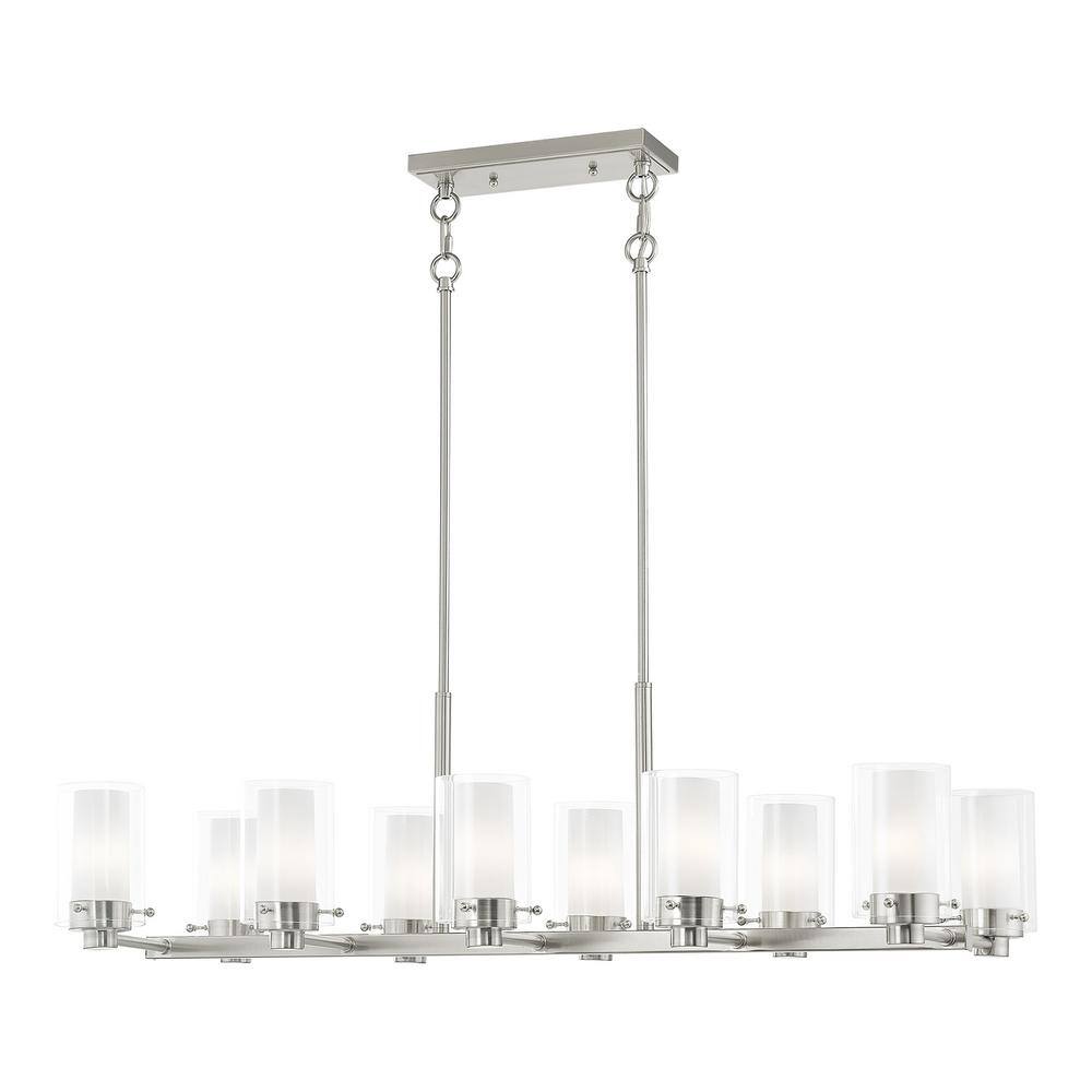 Manhattan Brushed Nickel 10-Light Chandelier with Clear Glass Shades