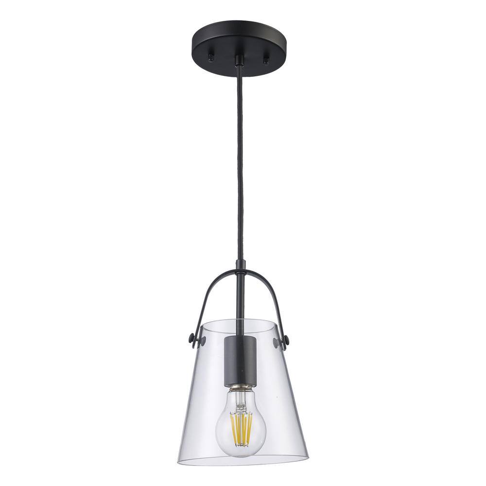 Curry Black Mini Pendant Light with Clear Glass Shade