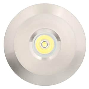 Mini Warm White Integrated LED Recessed Puck Light with 2.75 in. Round Brushed Steel Trim Ring