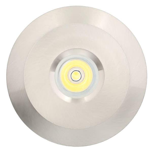 Armacost Lighting Mini Warm White Integrated LED Recessed Puck Light with 2.75 in. Round Brushed Steel Trim Ring