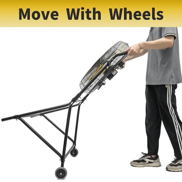 HICFM 24 in. Yellow 7900 CFM Roll-About Tilt Pedestal Fan, Ball Bearing, 2/5 HP Motor, 180° Tilt, Wheels - UL Listed