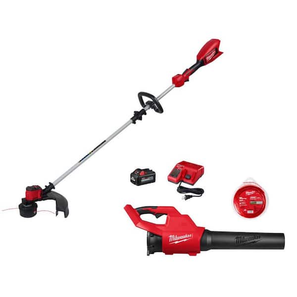 M18 Brushless 18V 16 in. Cordless Battery String Trimmer Kit w/ M18 Brushless Blower, 0.095 in. x 250 ft. Trimmer Line