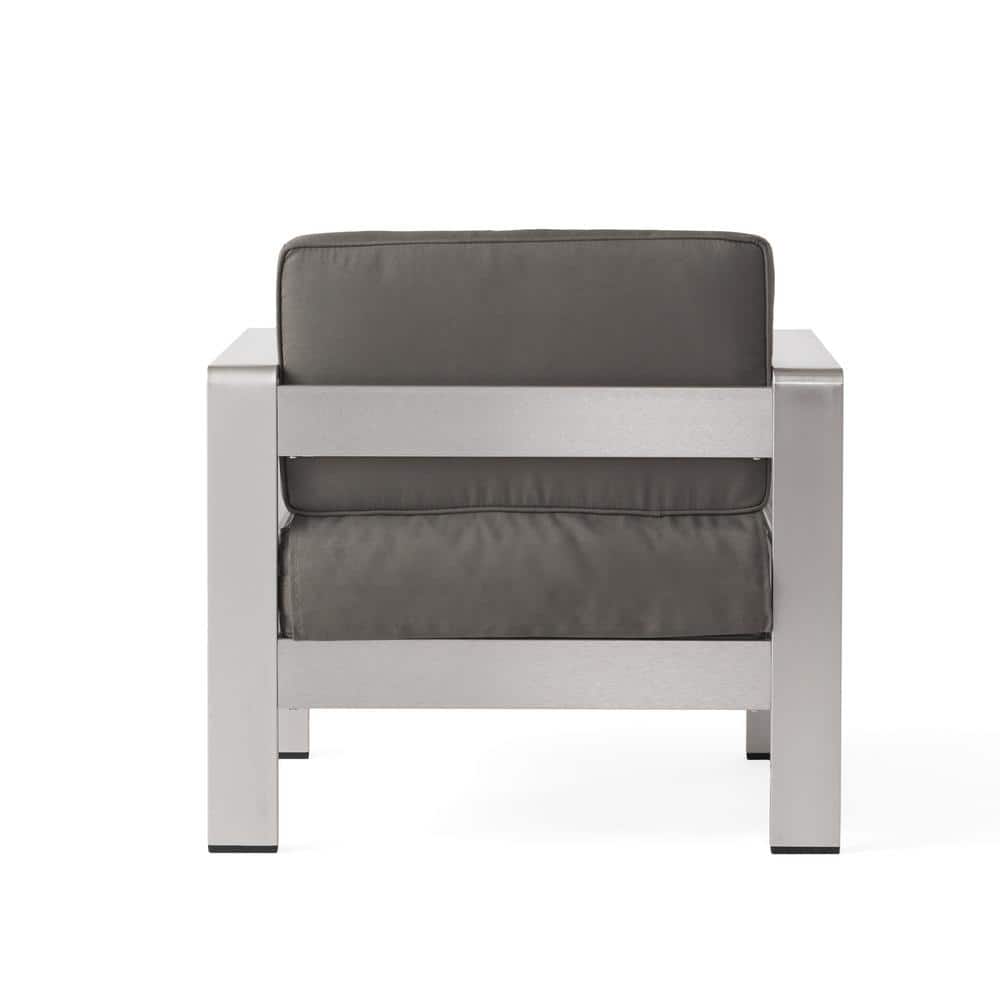 Cape Coral 5-Piece Silver Aluminum Patio Set with Khaki Cushions