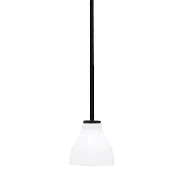 Unbranded Elonia 100-Watt 1 Light Matte Black Stem Mini Pendant Light with 6 in. Graphite Beehive Metal Shade Shade