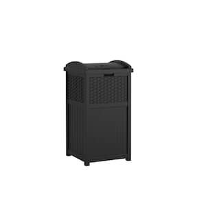 30 Gal. Black Outdoor Trash Can with Lid