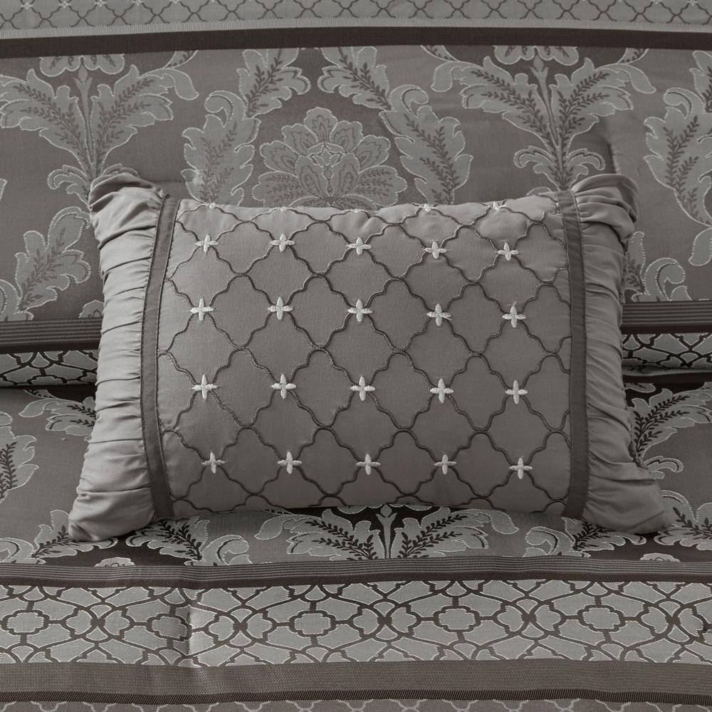 Gray King Jacquard Embroidered 7-Piece Comforter Set