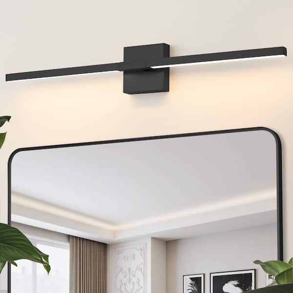 Deyidn Modern 31.5 in. 2-Light Black LED Vanity Light Bar with 360° Rotation 24W Bathroom Vanity Light