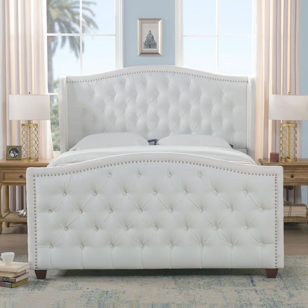Marcella Bright White Queen Upholstered Bed