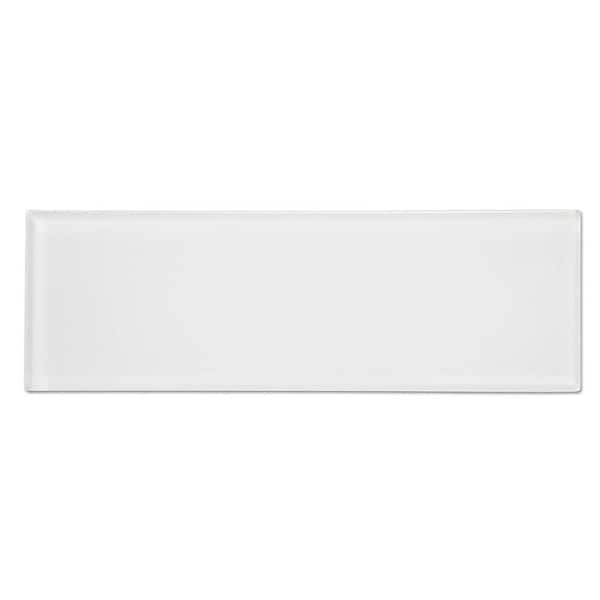 Metro Snow White 3 in. x 12 in. Glossy Glass Subway Wall Tile (5 sq. ft./Case)