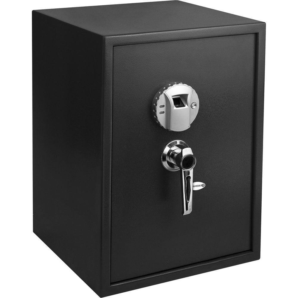 Black Steel Biometric Fingerprint Safe with Mounting Hardware