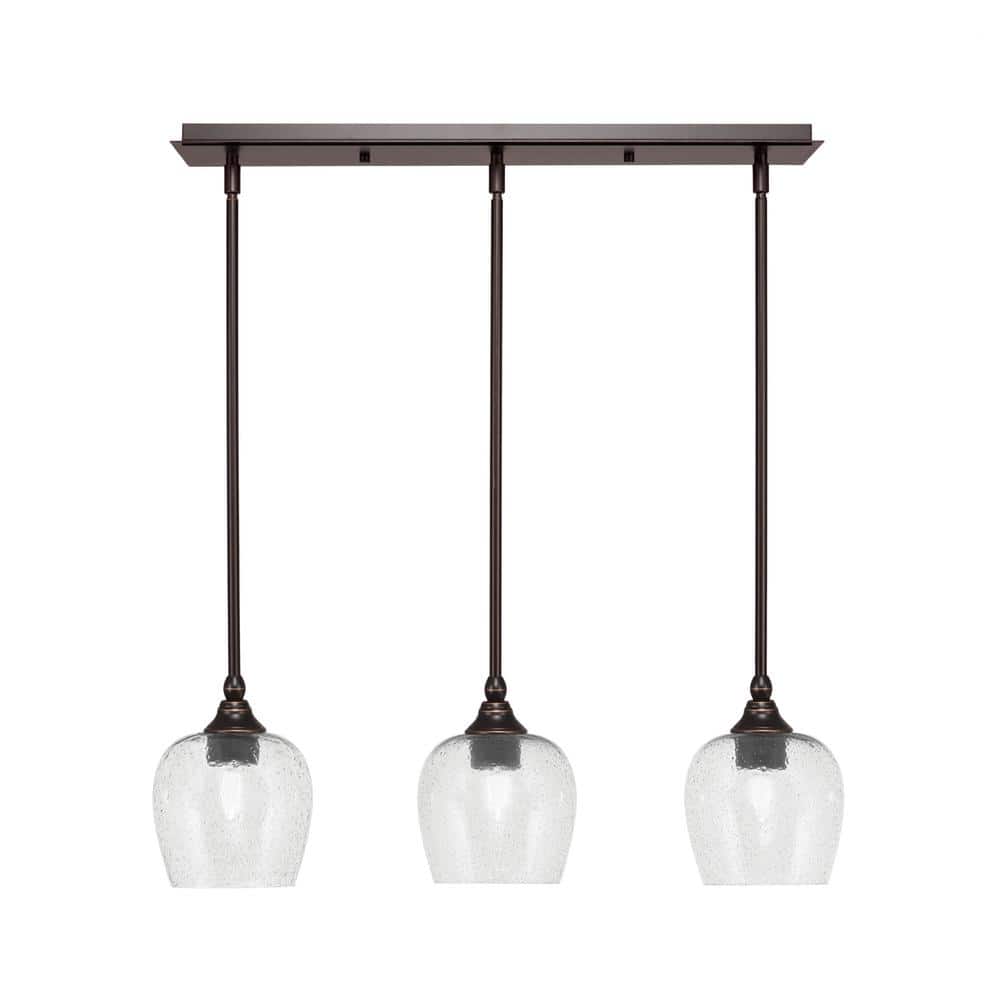 Livingston 100-Watt 3-Light Brown Shaded Pendant Light with 6 in. Smoke Bub