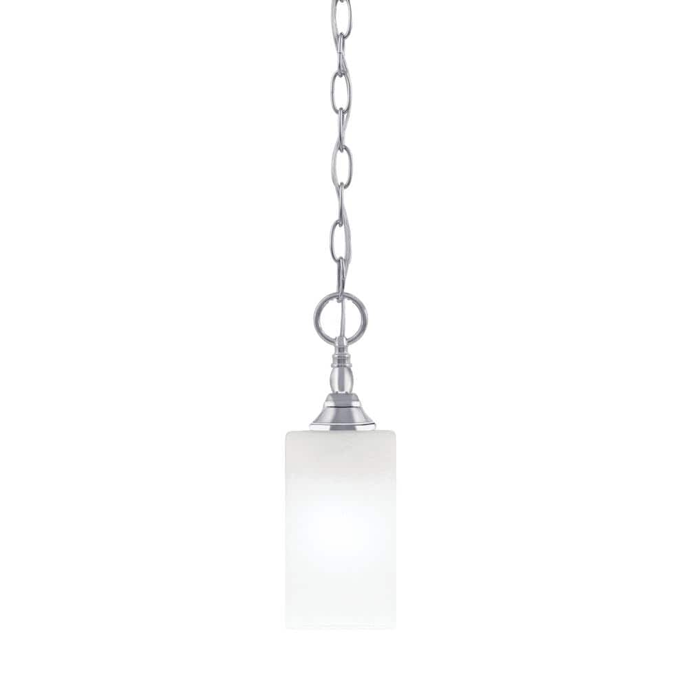 Elva 100-Watt 1-Light Chrome Shaded Pendant Light with 3.5 in. White Marble