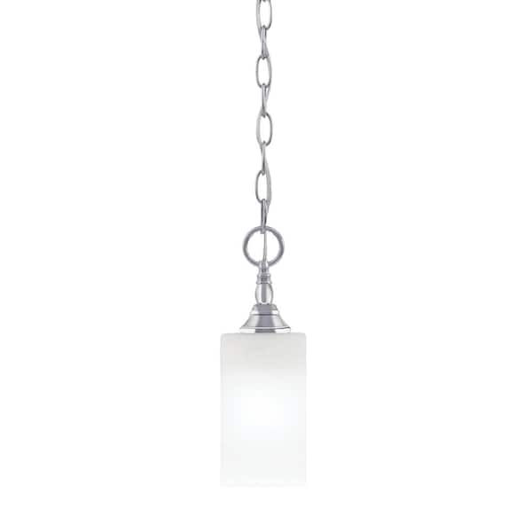 Unbranded Elva 100-Watt 1-Light Chrome Shaded Pendant Light with 3.5 in. White Marble Glass Shade, No Bulb Included