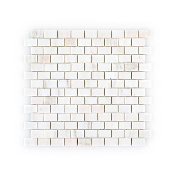 Perched Milky Veil White 11.5 in. x 11.875 in. Rectangle Honed Marble Wall and Floor Mosaic Tile (14.22 sq. ft./Case)