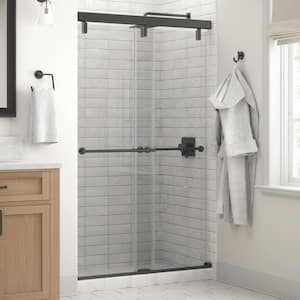 Mod 48 in. x 71-1/2 in. Soft-Close Frameless Sliding Shower Door in Bronze with 1/4 in. (6mm) Clear Glass