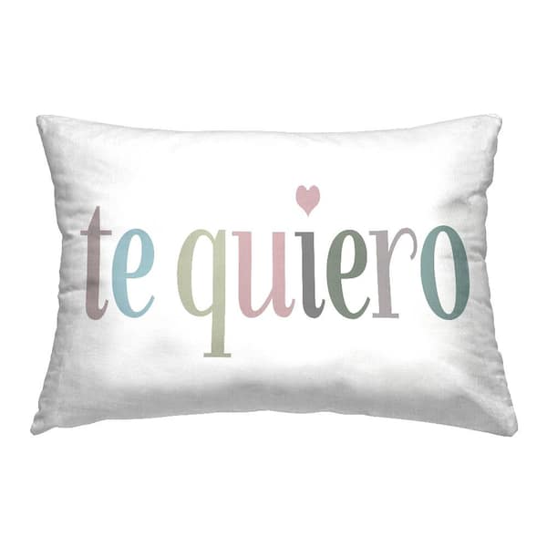 Stupell Industries Te Quiero Fun Font Multi-Color Print Polyester 14 in. x 20 in. Indoor Throw Pillow