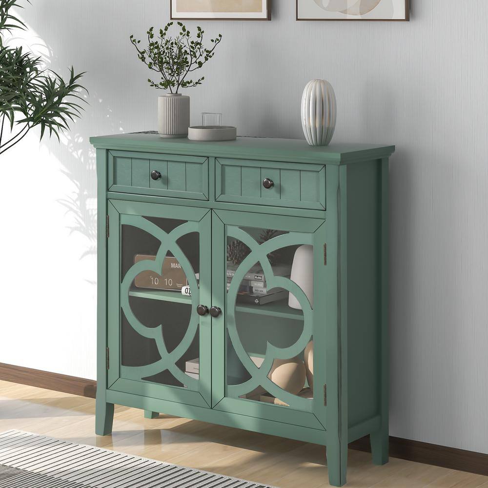 GODEER Dark Green Accent Storage Cabinet Wooden Cabinet with Adjustable ...