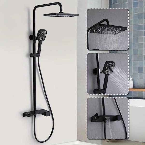 CRW 10 Inch Matte Black Shower System, Bathroom Shower Faucet Sets  Complete, Rain Shower Head and Handle Set, Mixer Shower Combo Set Wall  Mounted