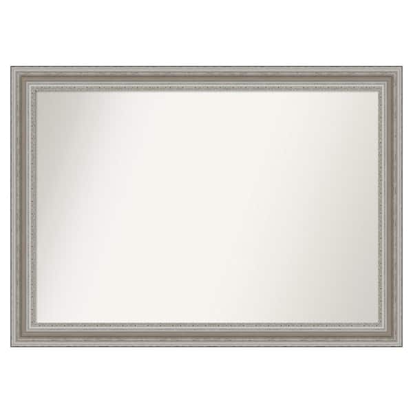 Amanti Art Parlor Silver 49.5 in. x 35.5 in. Cusom Non-Beveled Framed Bathroom Vanity Wall Mirror