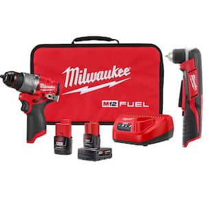 M12 FUEL 12-Volt Lithium-Ion Brushless Cordless 1/2 in. Drill Driver Kit with M12 Right Angle Drill