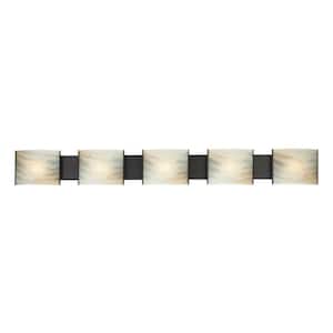 Pannelli 5-Light Oil Rubbed Bronze and Hand-Moulded Honey Alabaster Glass Vanity Light