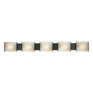 Pannelli 5-Light Oil Rubbed Bronze and Hand-Moulded Honey Alabaster Glass Vanity Light