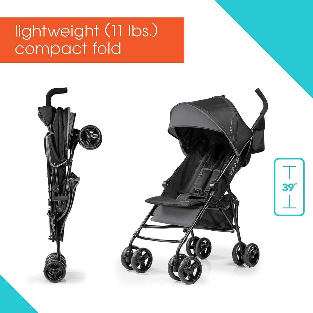 Gray Steel Lightweight Umbrella Stroller with Sun Visor