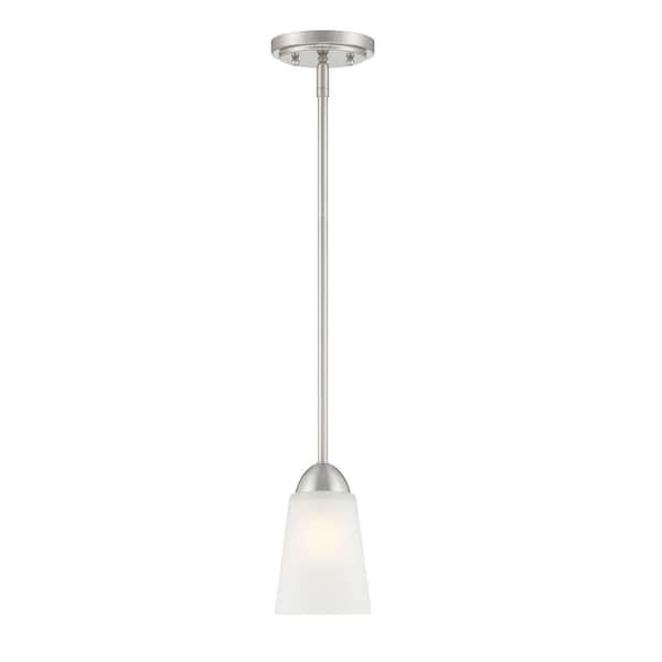 Designers Fountain Malone 60-Watt 1-Light Brushed Nickel Mini-Pendant with Frosted Glass Shade