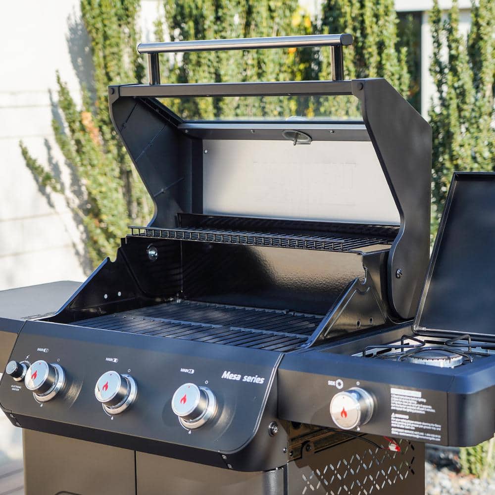 Mesa Black Stainless Steel 3-Burner Propane Gas Grill with Side Burner