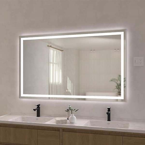 Aura 60 in. W x 36 in. H Rectangular Frameless LED Light Dimmable Anti-Fog Wall Bathroom Vanity Mirror