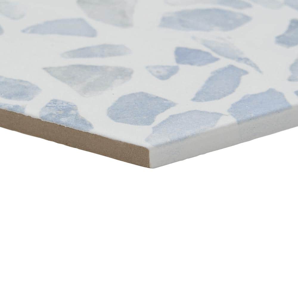 Fusion Hex Blue Terrazzo Matte Porcelain Floor and Wall Tile