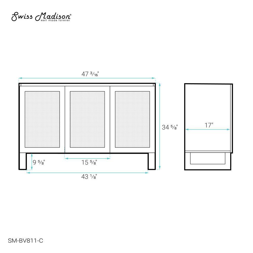 Arles 48" Natural Oak and Cane Bathroom Vanity